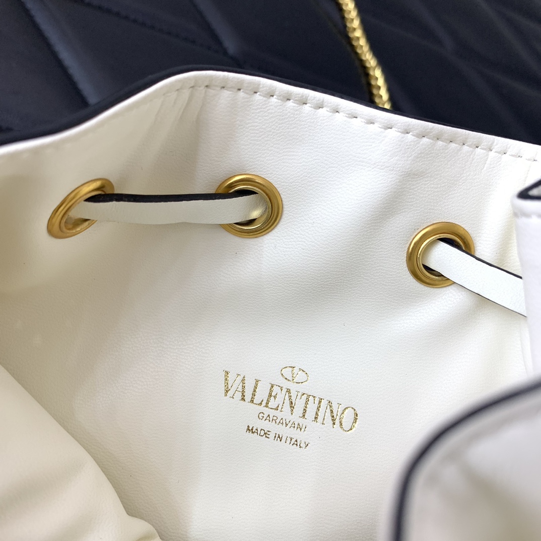 Valentino Garavani VLogo Signature Mini Bucket Bag in Ivory Nappa Leather 